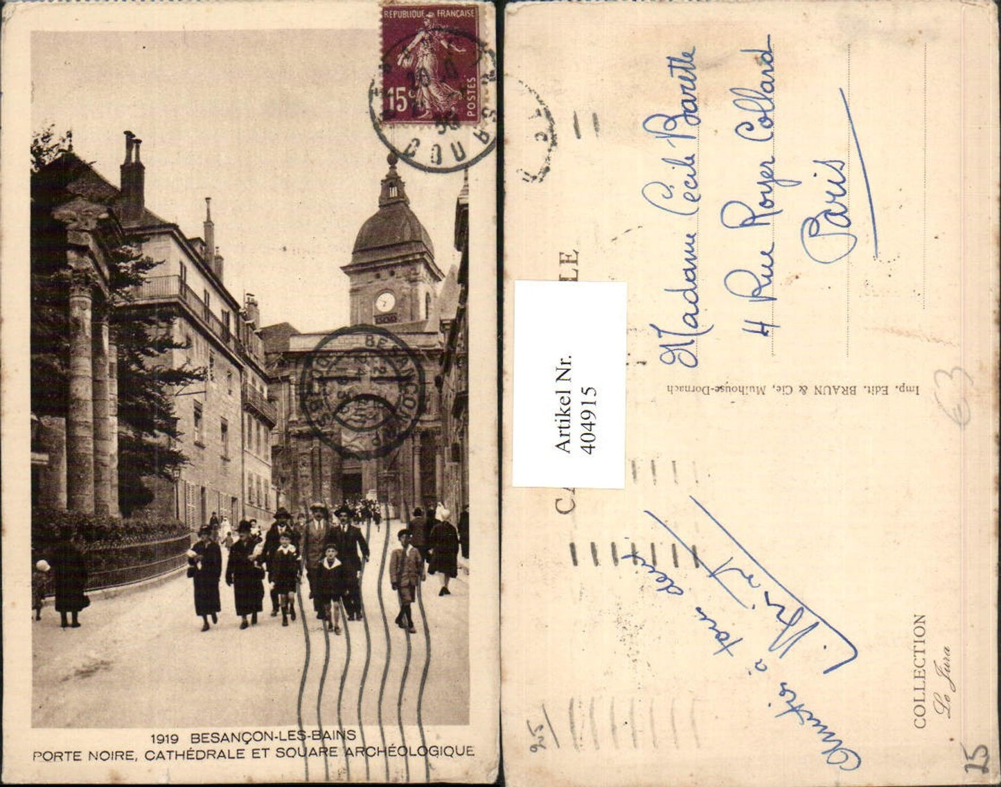 404915,Franche-Comte Doubs Besancon-les-Bains Porte Noire Cathedrale Straßenansicht Tor