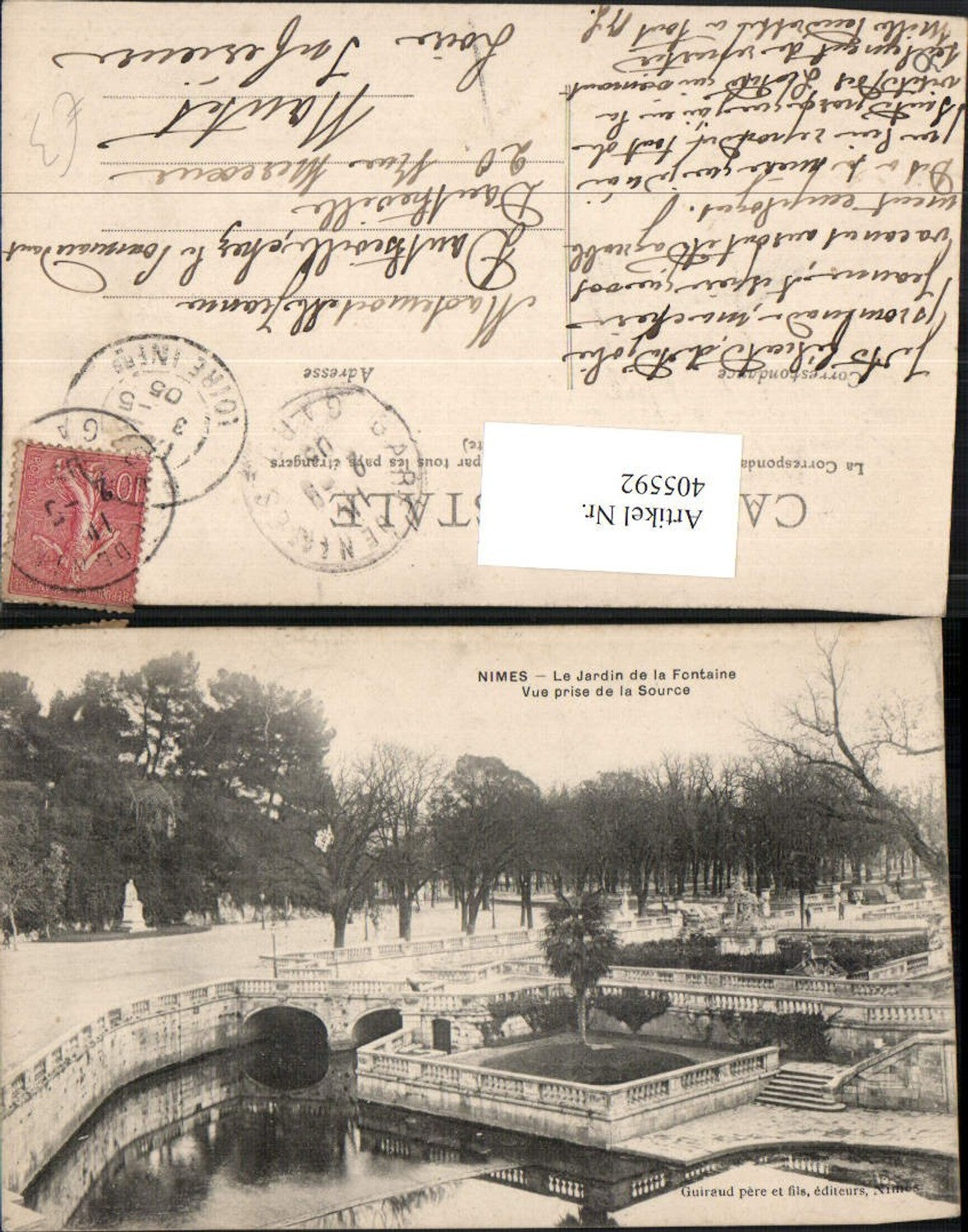 405592,Languedoc-Roussillon Gard Nimes Jardin de la Fontaine Vue prize de la Source Park