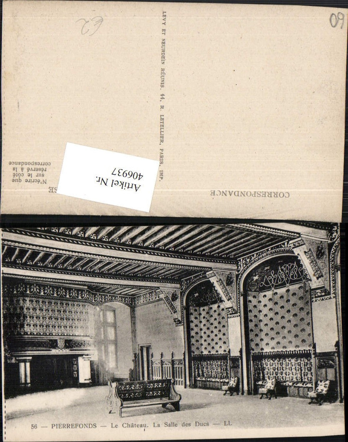 406937,Picardie Oise Pierrefonds Le Chateau Salle des Ducs Hall