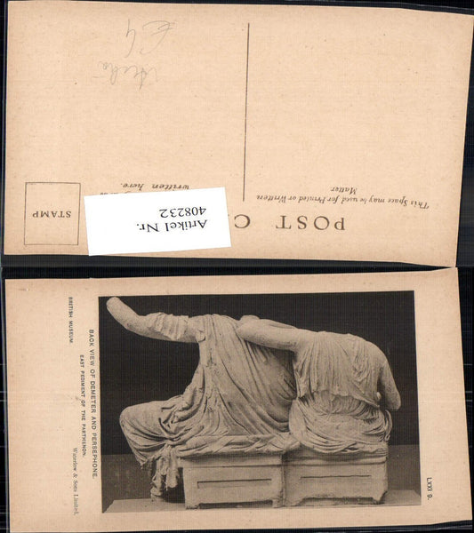 408232, Back view of Demeter and Persephone East Pediment of the Parthenon Sculpture Archaeology Excavation