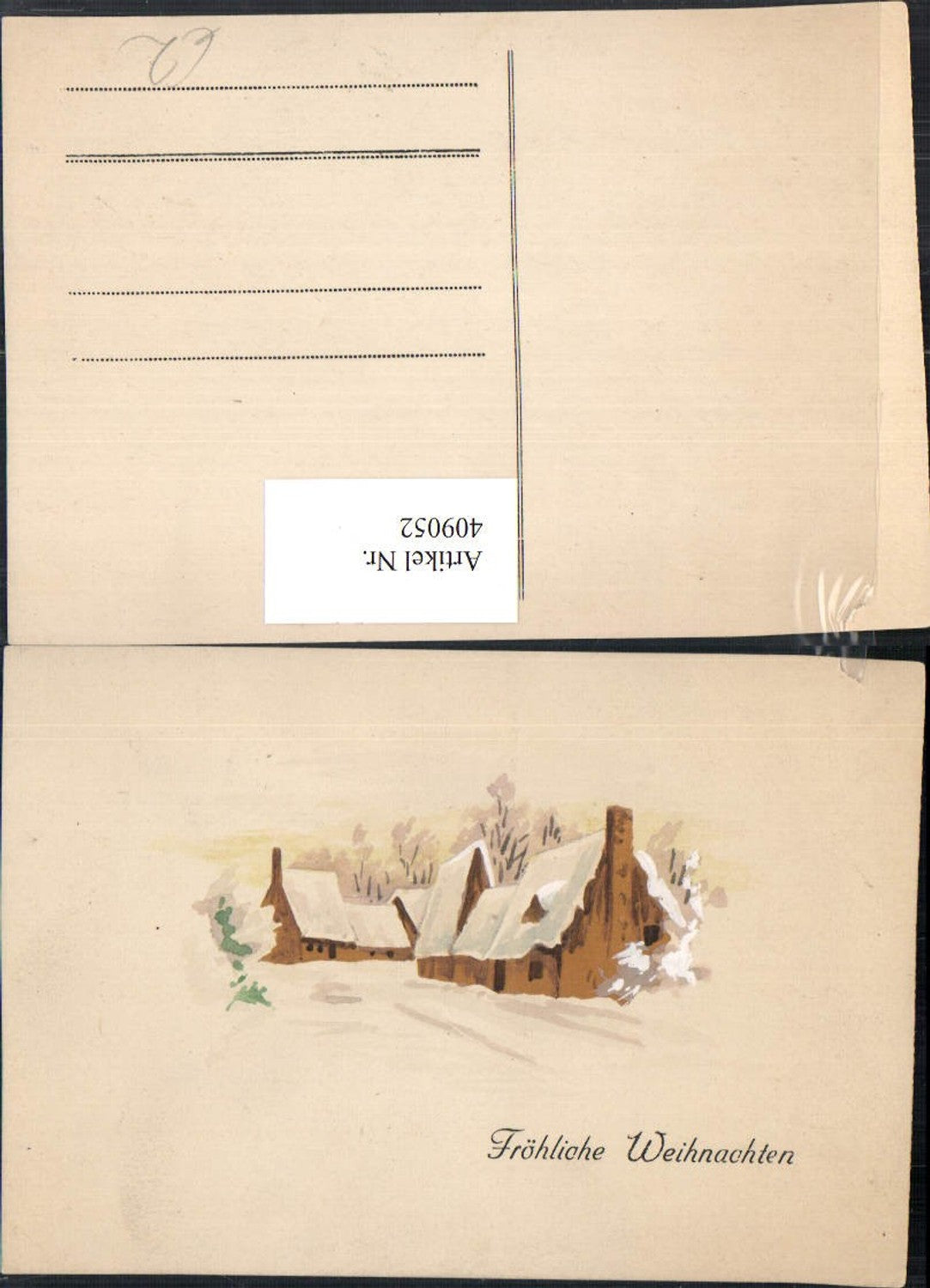 409052, Artist AK Christmas Winter Landscape Houses