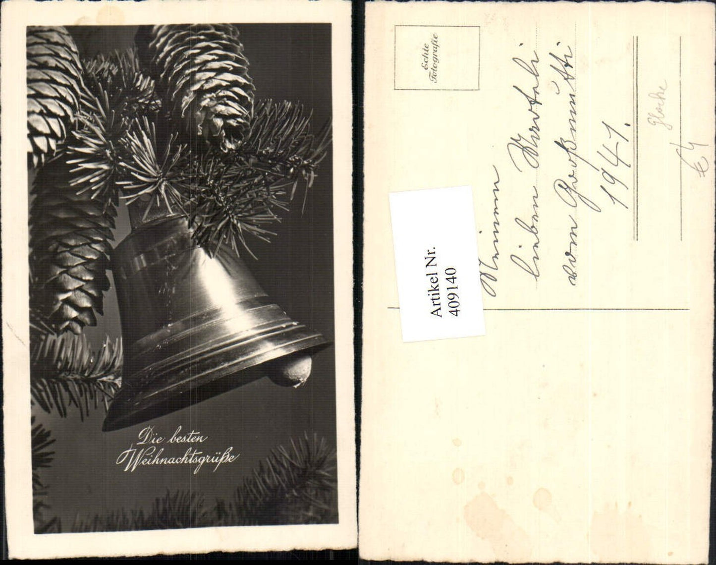 409140, Christmas fir branch cone bell