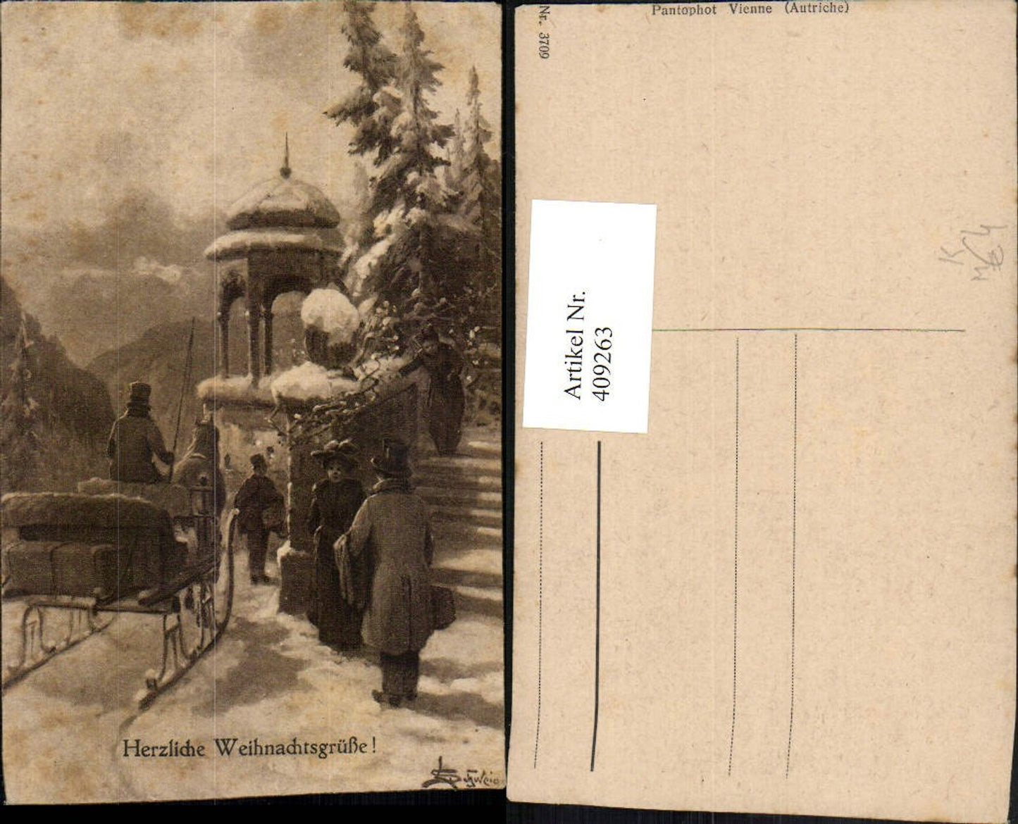 409263, Artist AK L. Schweiger Christmas Horse-drawn sleigh