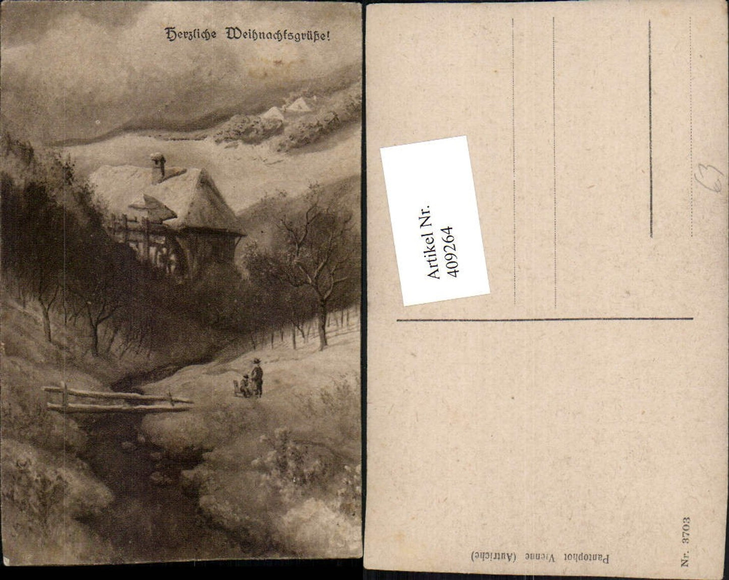 409264, Artist AK Christmas Winter Landscape Mill