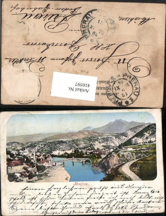 410597, Bosnia Konjica Konjic Total bridge mountain scenery