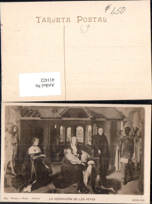 411422, Artist Ak Memling La Adoracion de los Reyes Woman Child Early Modern Period