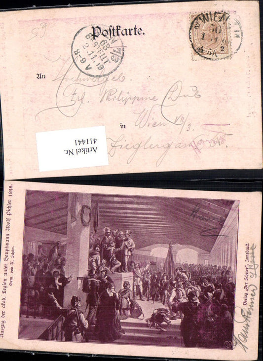 411441, Artist Ak A. Schön 19th century. Departure of the Legion under Captain A. Pichler 1848