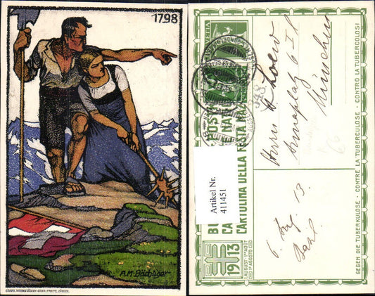 411451, Artist Ak AM Bächtiger Federal Celebration against Tuberculosis 19th Century