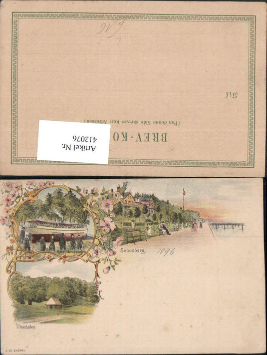 412076,Litho Denmark Skodsborg Vlvedalen Amphibrebaaden boat multi-image card