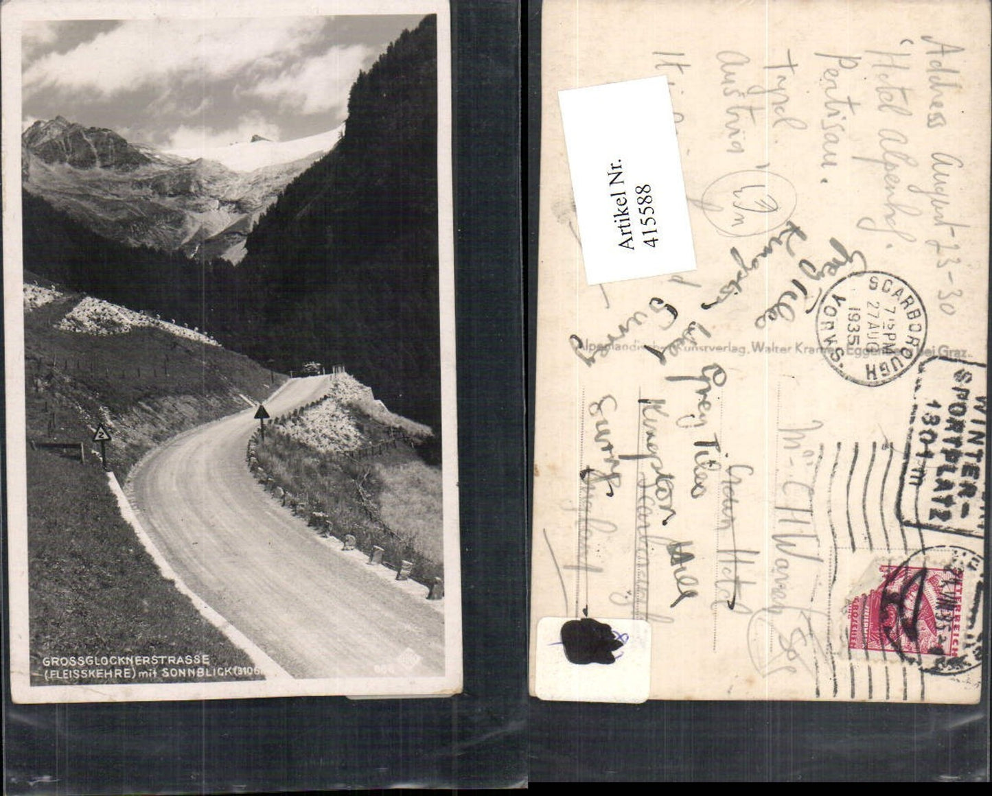 415588, Grossglockner Road Fleisskehre near Heiligenblut with Sonnblick mountain scenery