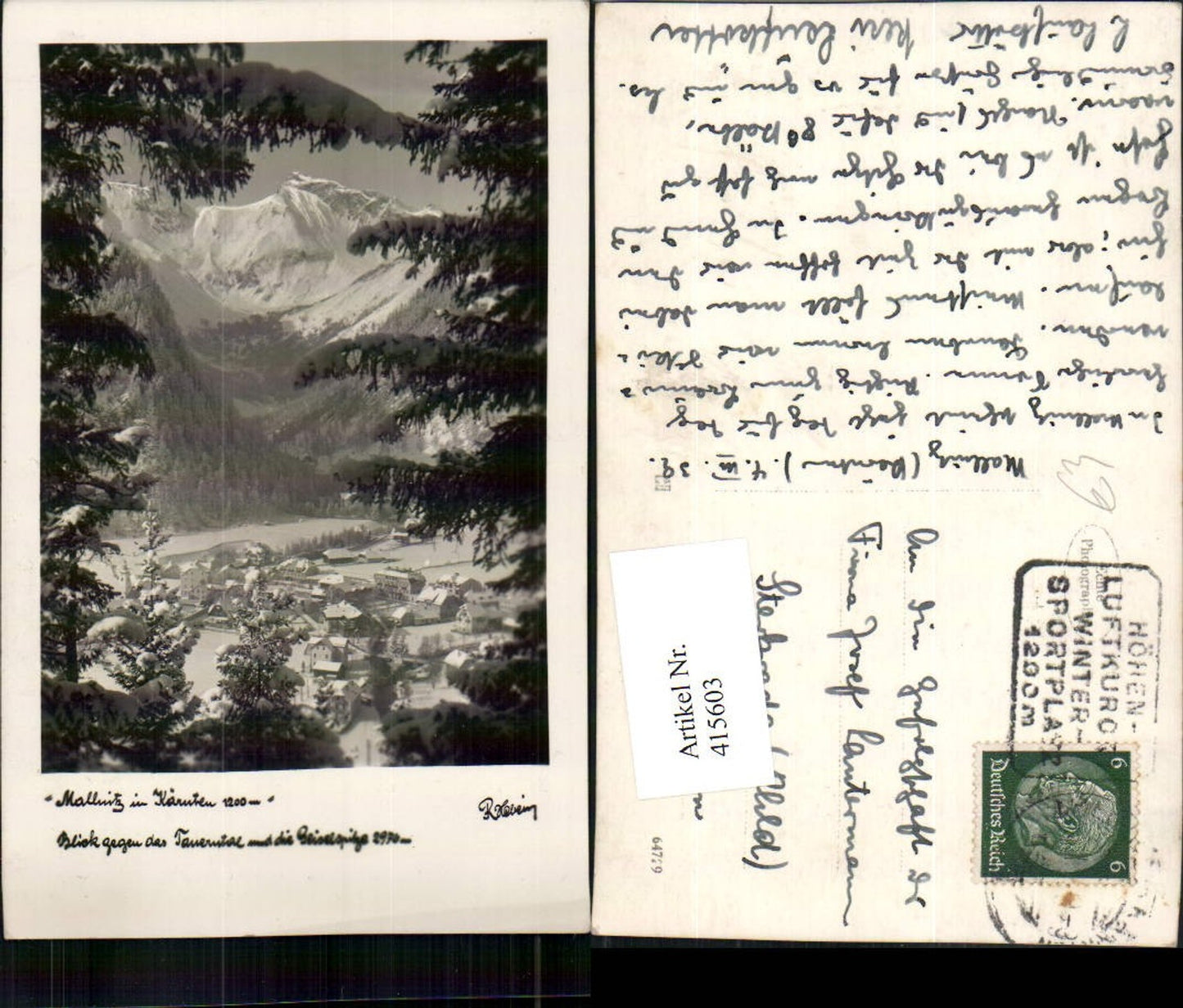415603, Mallnitz, view towards Tauerntal mountain scenery, winter scene