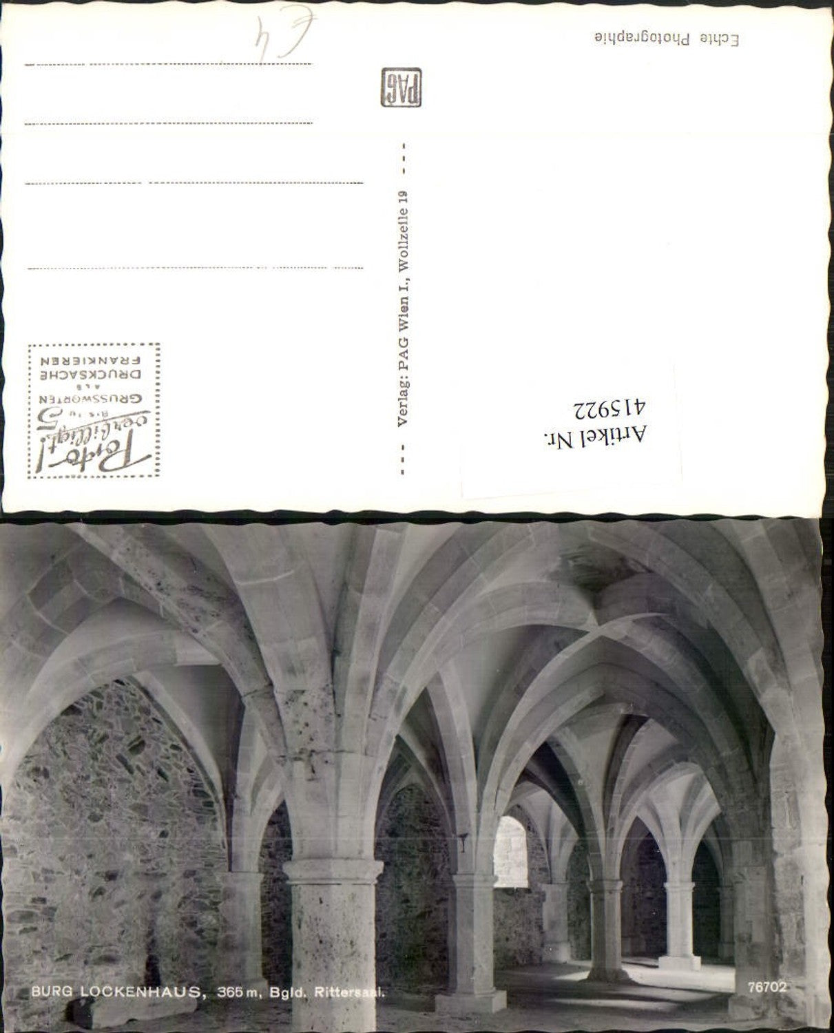 415922, Lockenhaus Castle, Knights' Hall, Interior View, Columns