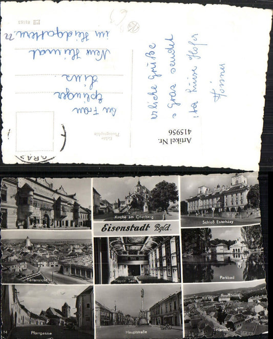 415956,Eisenstadt Kirche Rathaus Schloss Esterhazy Parkbad Mehrbildkarte