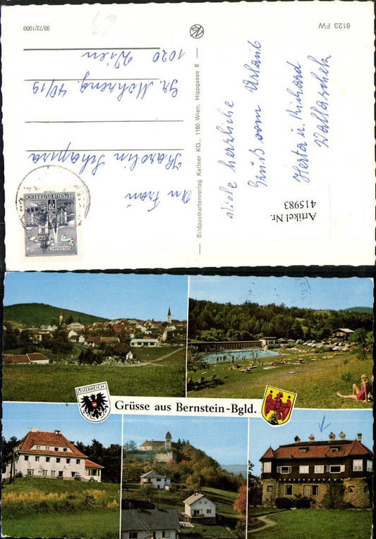 415983,Bernstein Totale Burg Freibad Mehrbildkarte