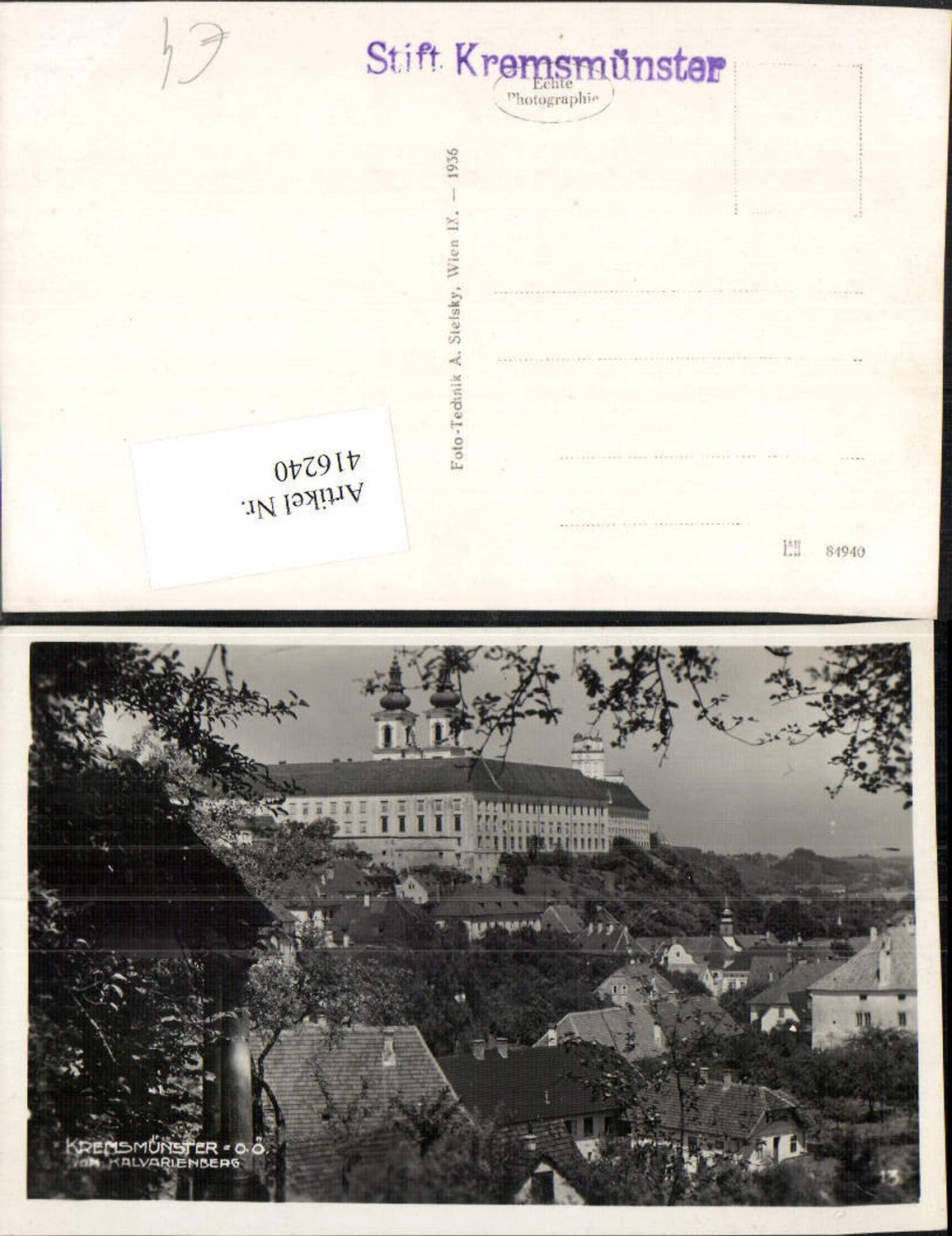 416240, Kremsmünster Partial view with abbey from Calvary Hill