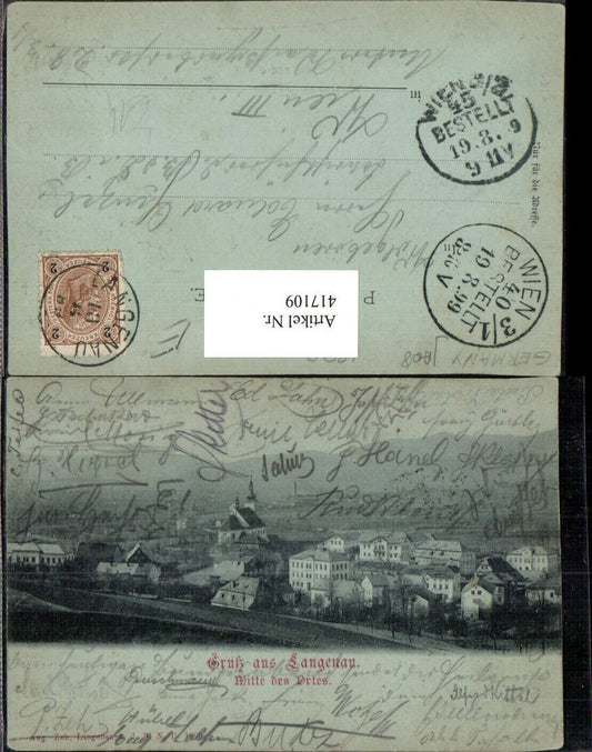 417109, Lithograph Greetings from Langenau Total