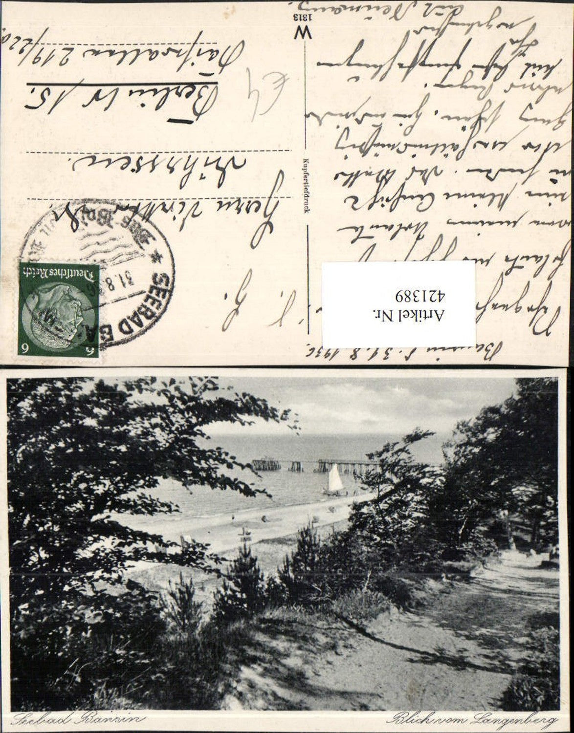421389, Bansin seaside resort, view of the beach from Langenberg 