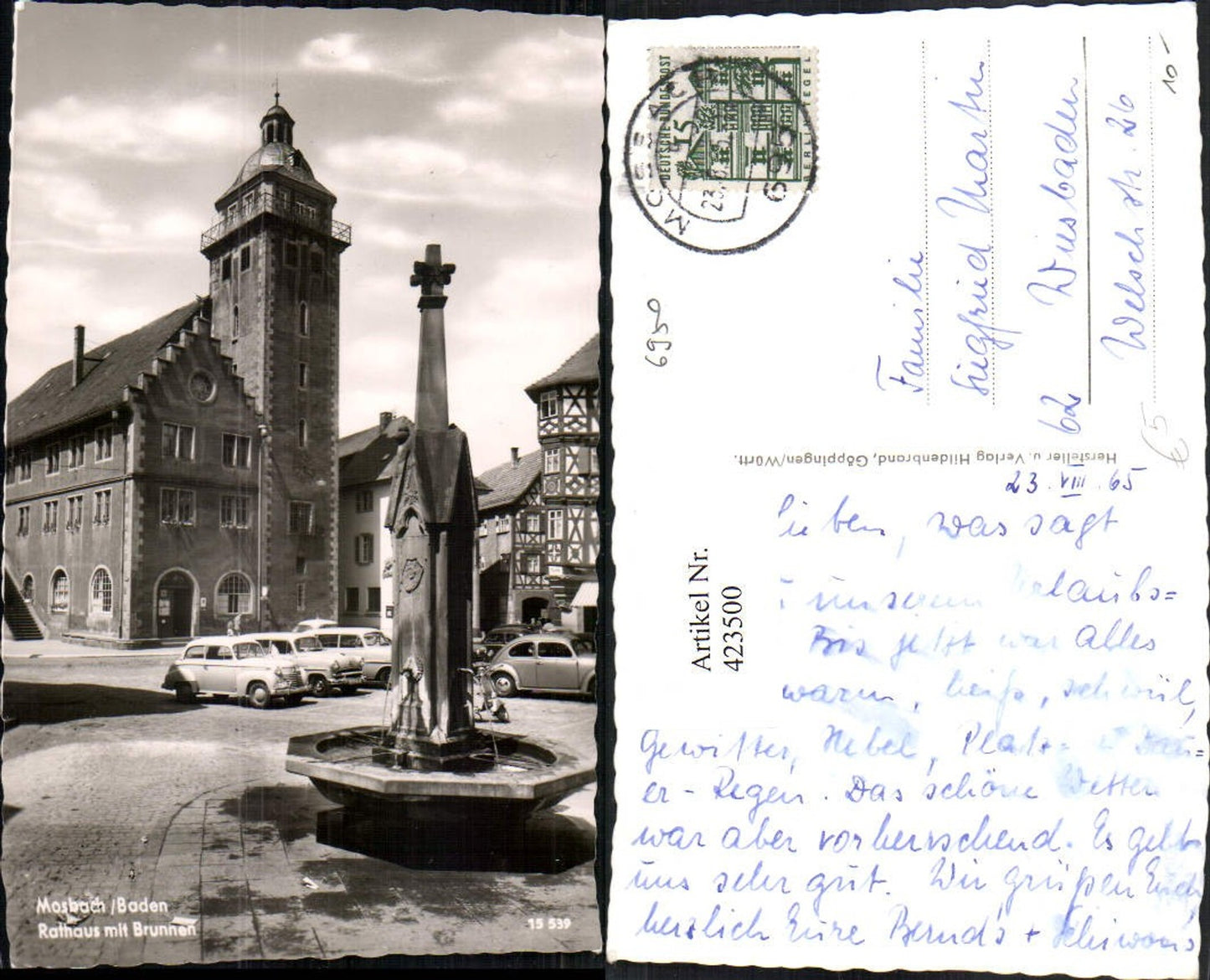 423500,Mosbach Rathaus m. Brunnen