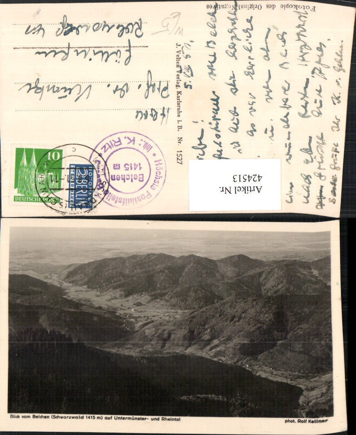424513, View from the Belchen in the Black Forest near Aitern towards Untermünster and the Rhine Valley