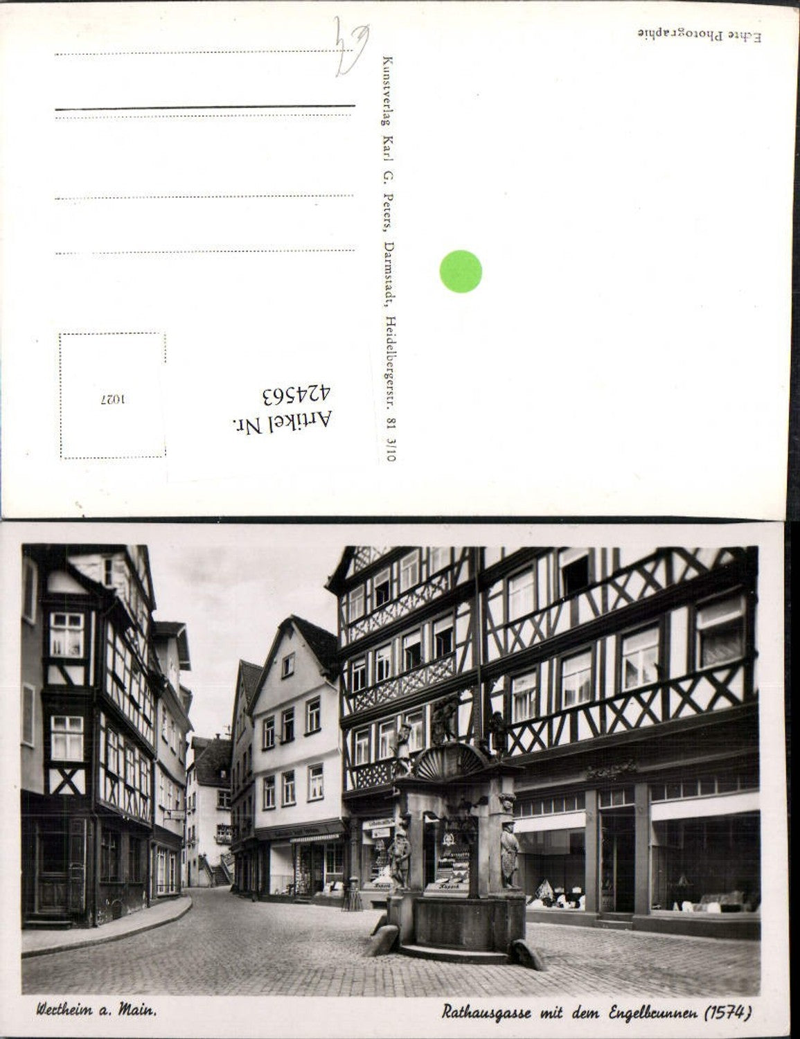 424563, Wertheim am Main Rathausgasse m. Engelbrunnen