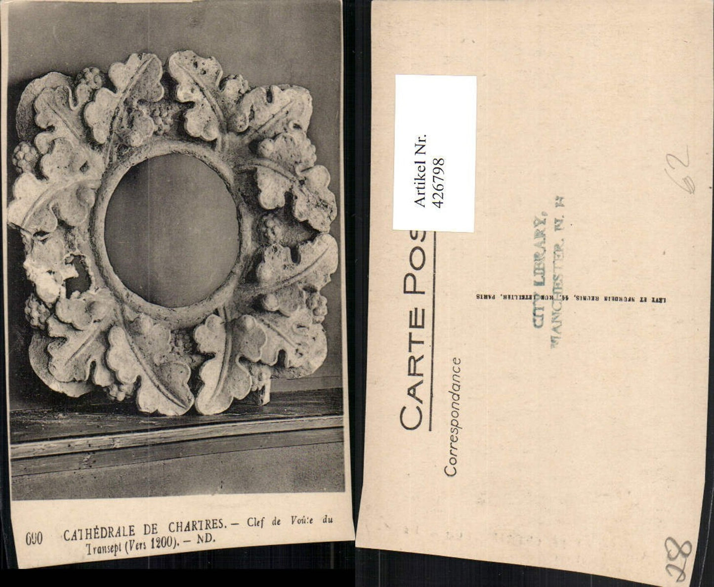 426798,Centre Eure-et-Loir Chartres Cathedrale Clef de Voute du Transept Stein
