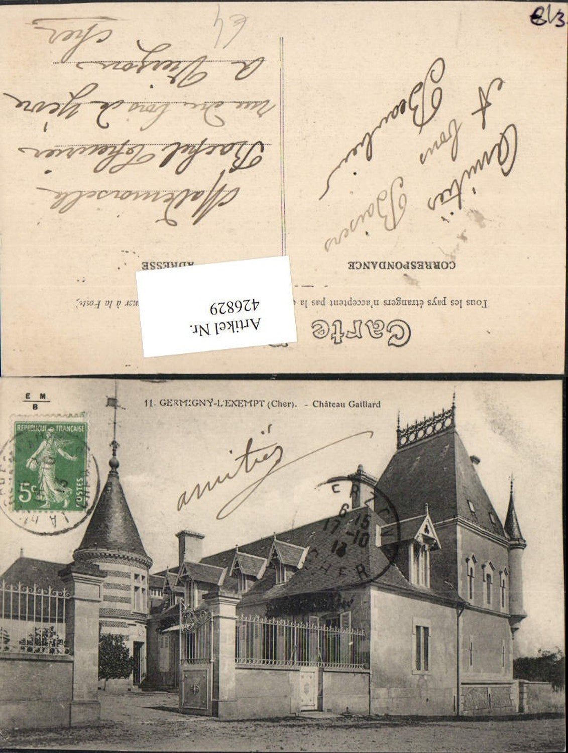 426829,Centre Cher Germigny-L'Exempt Chateau Gaillard Schloss