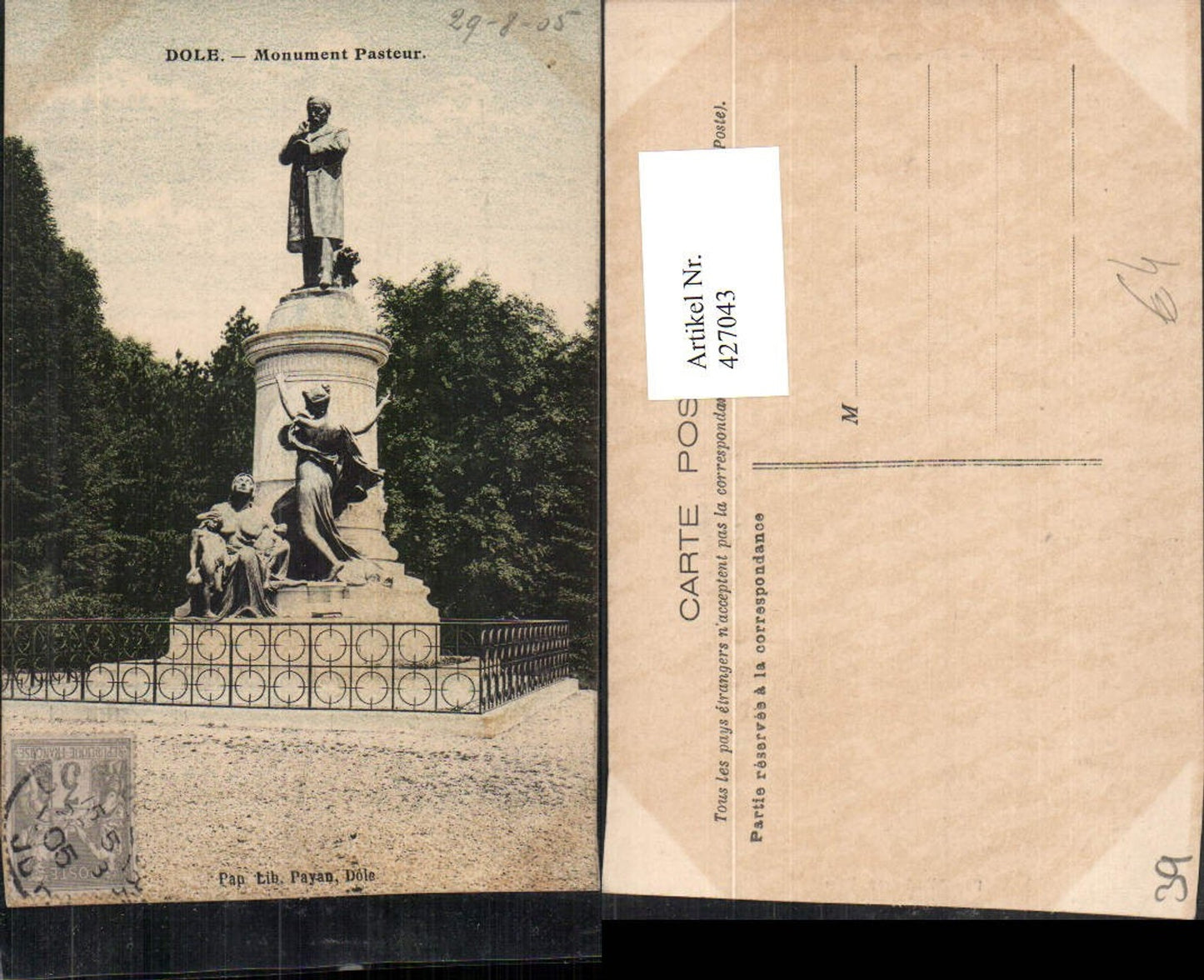 427043,Franche-Comte Jura Dole Monument Pasteur Denkmal Statue