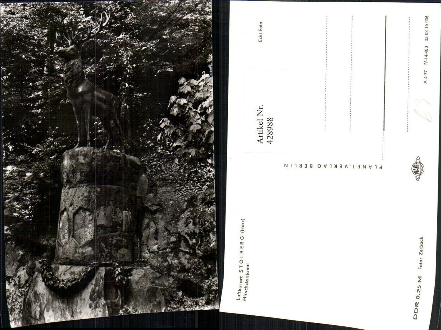 428988, Stolberg im Harz, Deer Monument, Monument, Statue