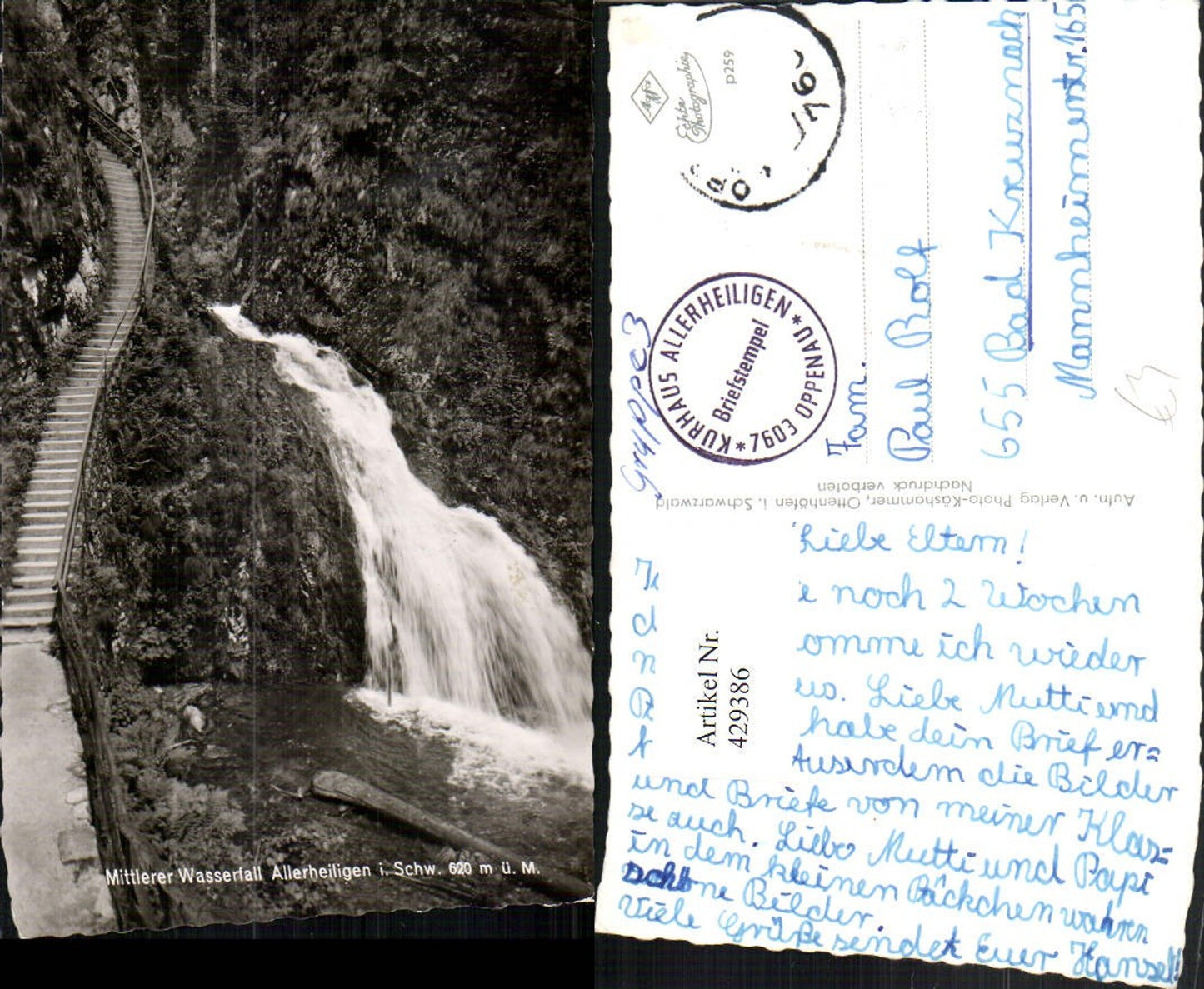 429386, Allerheiligen im Schwarzwald b. Oppenau Mittlerer Wasserfall