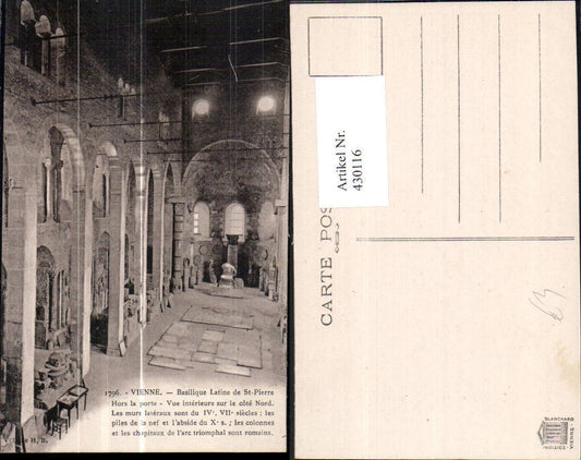 430116,Archaeology Vienne Basilique Latine de St Pierre Vue interior sur le cote Nord
