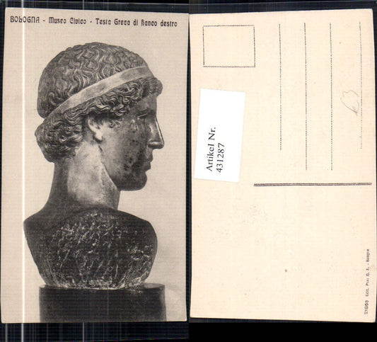 431287,Bologna Museo Civico Testa Greca di fianco destro bust archeology excavations