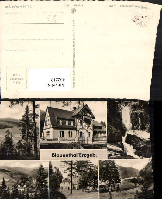 432219, Blauenthal in the Ore Mountains Home Waterfall Landscape Multi-image postcard pub VEB