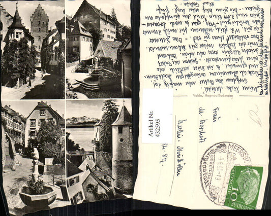432595, Meersburg on Lake Constance, Castle, Bay Window, Fountain, Multi-view postcard