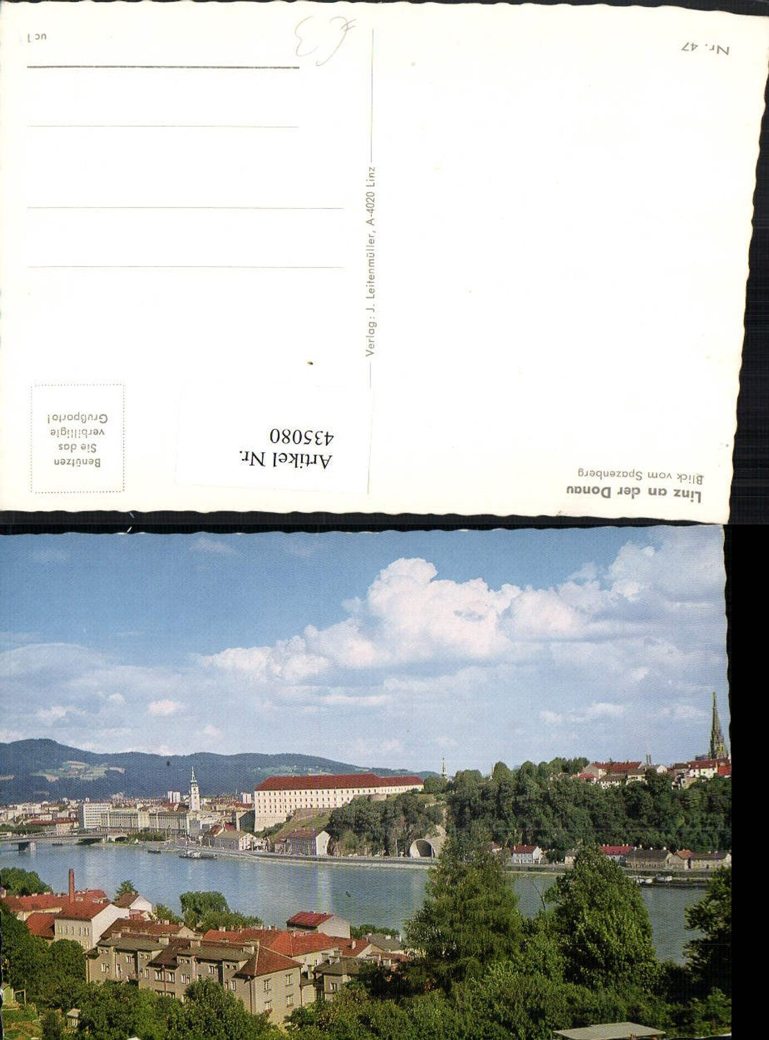 435080, Linz an d. Partial view of the Danube from Spazenberg