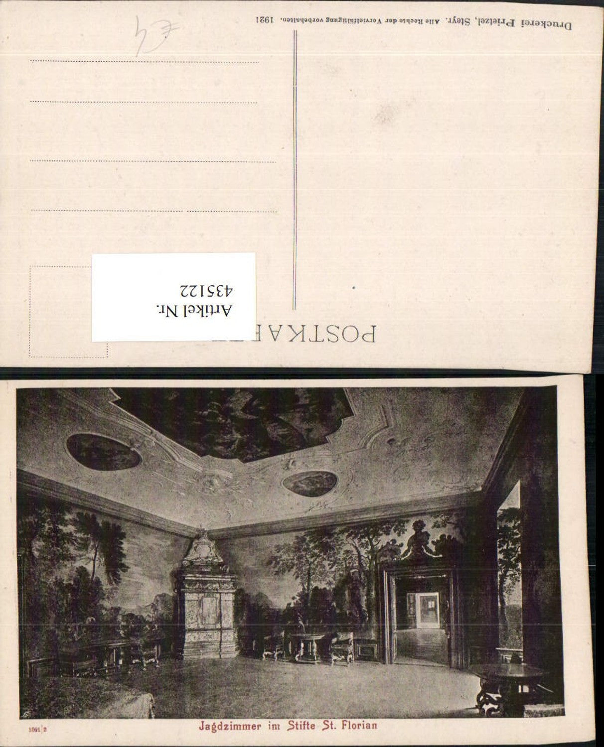 435122, St. Florian Monastery Hunting Room Interior View