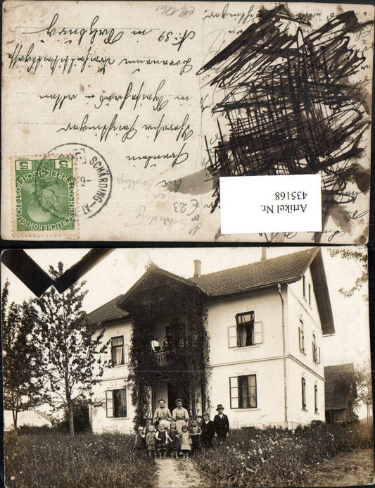 435168, Photo AK Schärding am Inn, Feichtinger family, house, railway post office Schärding – Attnang
