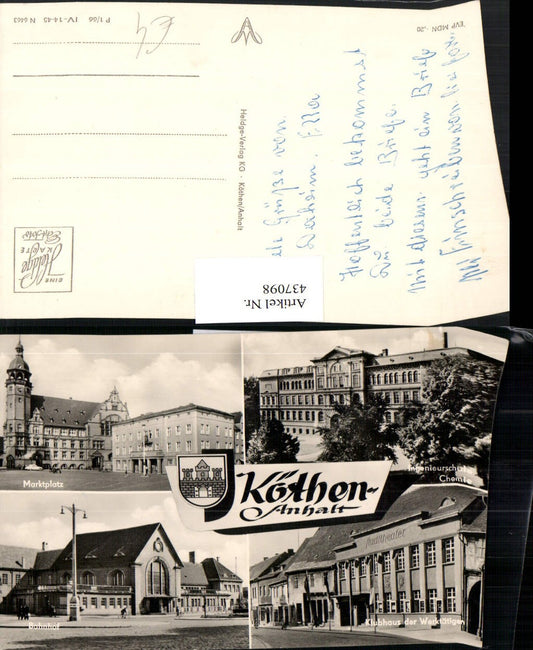 437098, Köthen Market Square Town Hall Train Station Engineering School Chemistry Clubhouse Multi-view map
