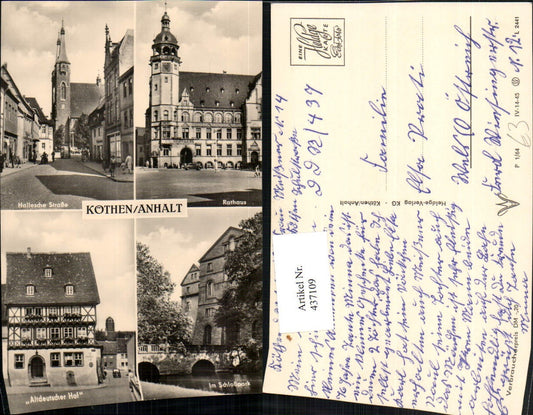 437109, Köthen Town Hall Old German Court Castle Multi-view postcard