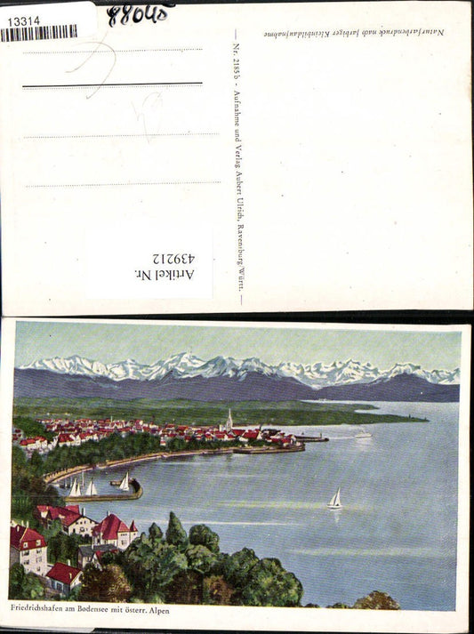 439212, Artist AK Friedrichshafen on Lake Constance Total mountain scenery