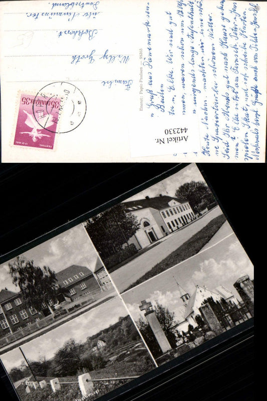 442330, Denmark Hoptrup Parter Church Building Multiview Postcard