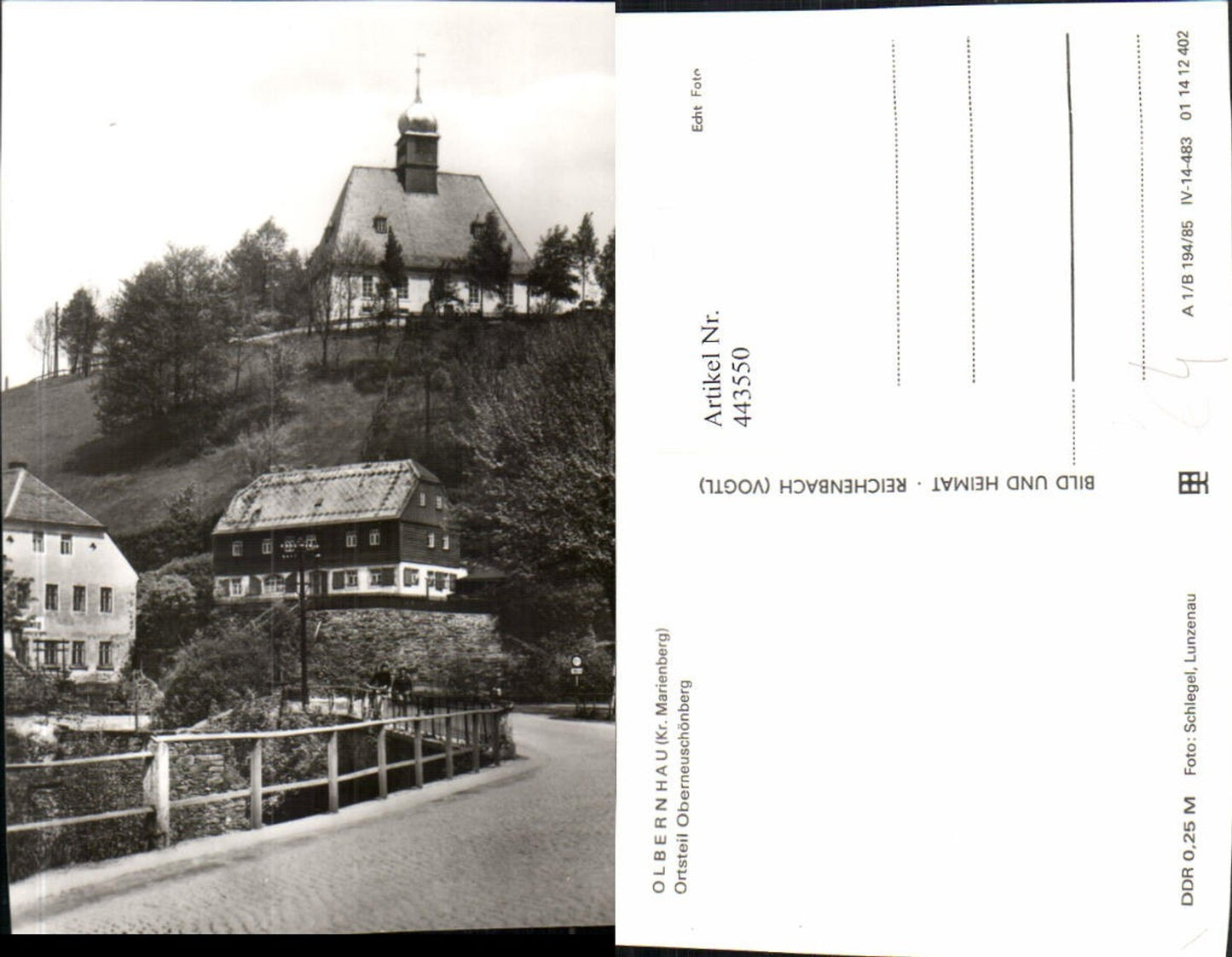 443550,Olbernhau Oberneuschönberg Brücke Kirche pub VEB