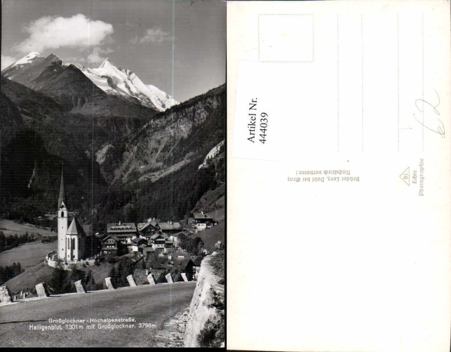 444039, Heiligenblut: Church view with Großglockner mountain backdrop