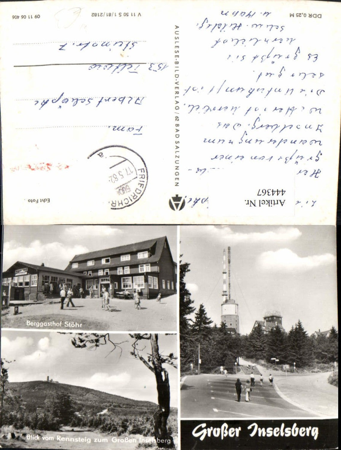 444367,Großer Inselsberg b. Brotterode Berggasthof Turm Mehrbildkarte
