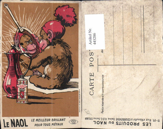 445286, Artist Ak Advertising Le Naol Unis France Le Meilleur Brillant Monkey Mirror