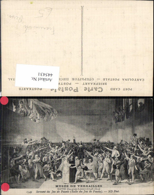 445431,Artist Postcard JL David French Revolution Serment du Jeu de Paume 19th century.