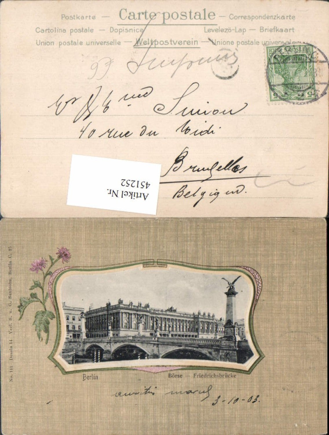 451252, Berlin Stock Exchange Friedrichsbrücke Passepartout