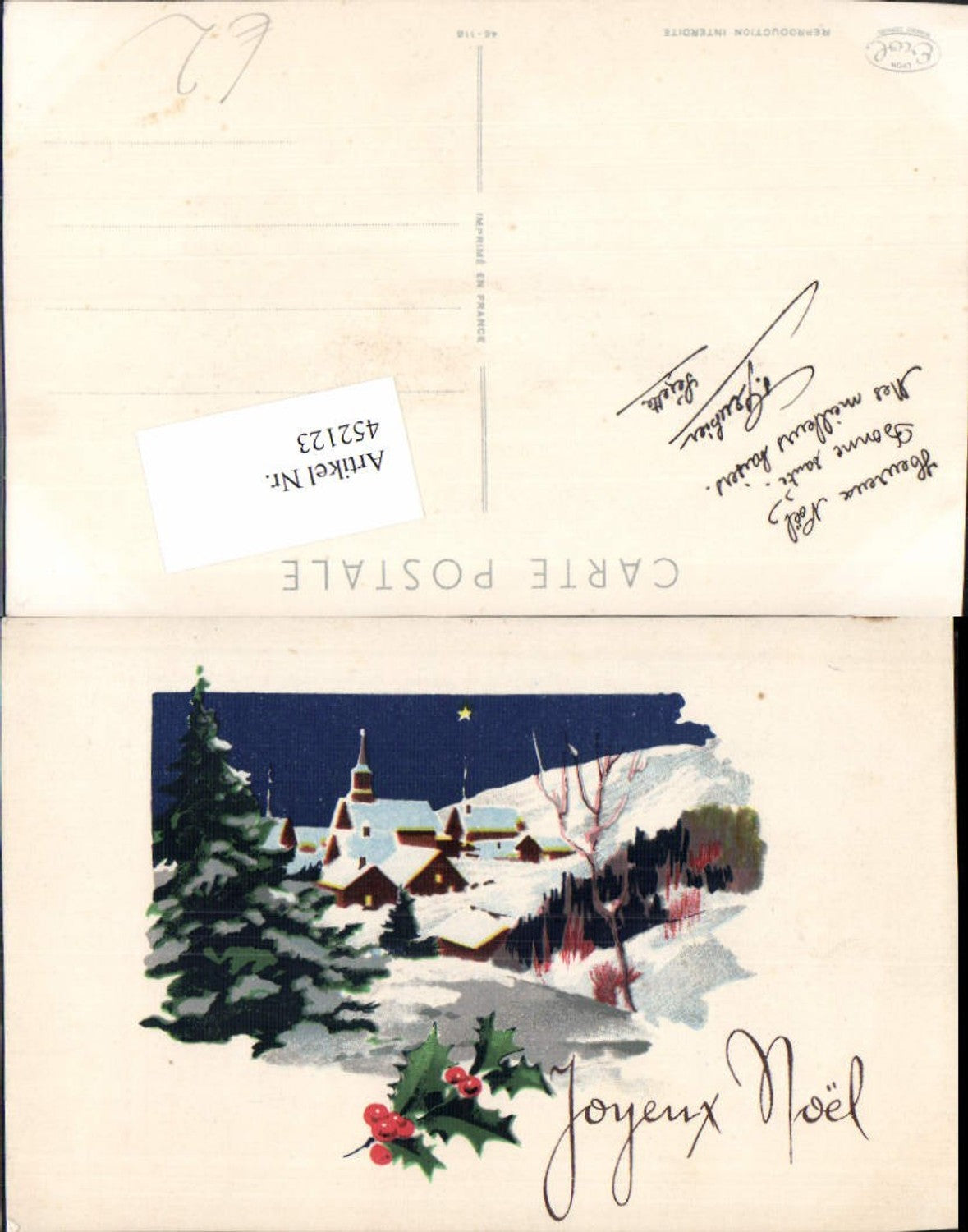452123, Artist AK Christmas Landscape Village Winter Picture