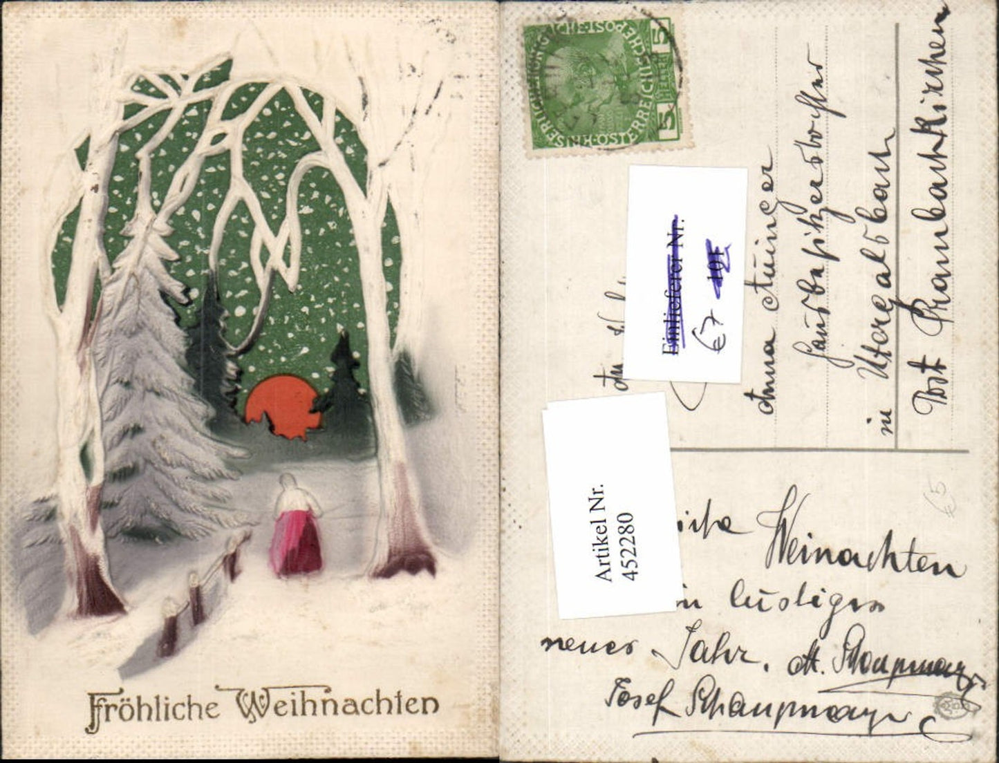452280, Relief Artist AK Christmas Winter Landscape Forest