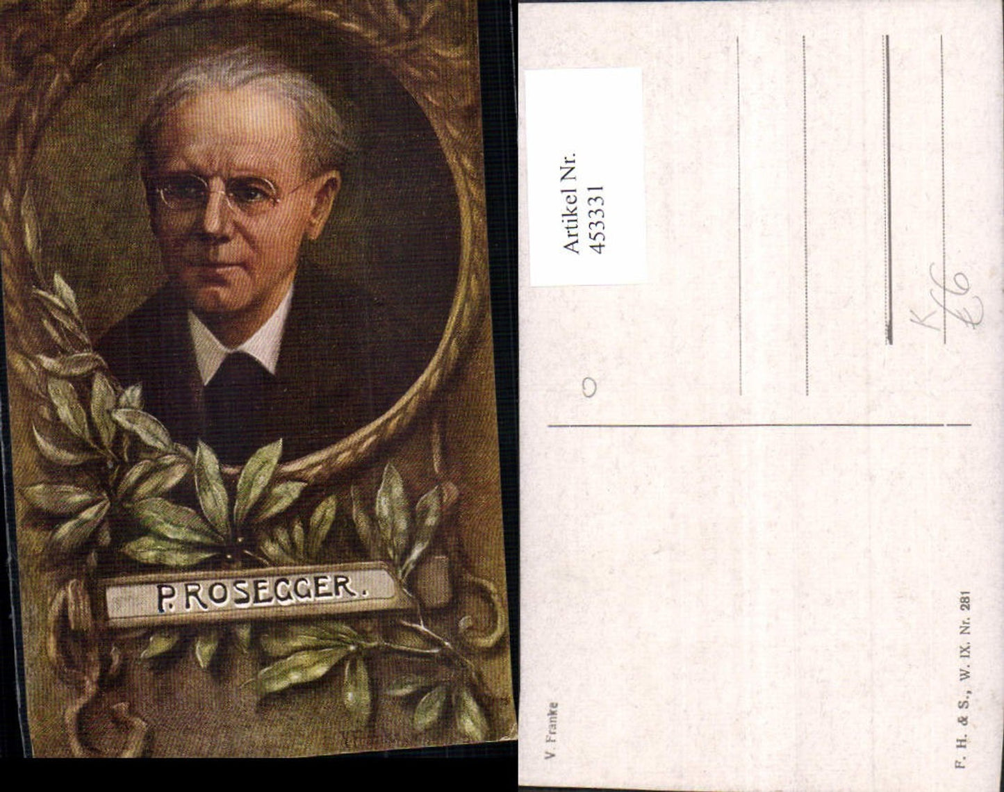 453331, Artist Ak V. Franke Peter Rosegger Portrait Art