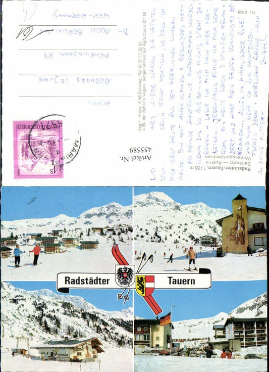 455589, Radstädter Tauern near Flachau, ski lift, skiers, winter pictures, multi-image postcard